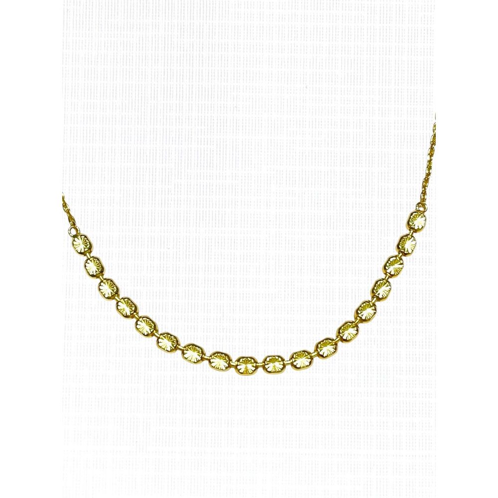 Diamond Cut Bead Necklace Dainty Gold Tone Tiny Polished Metal Starburst 18"